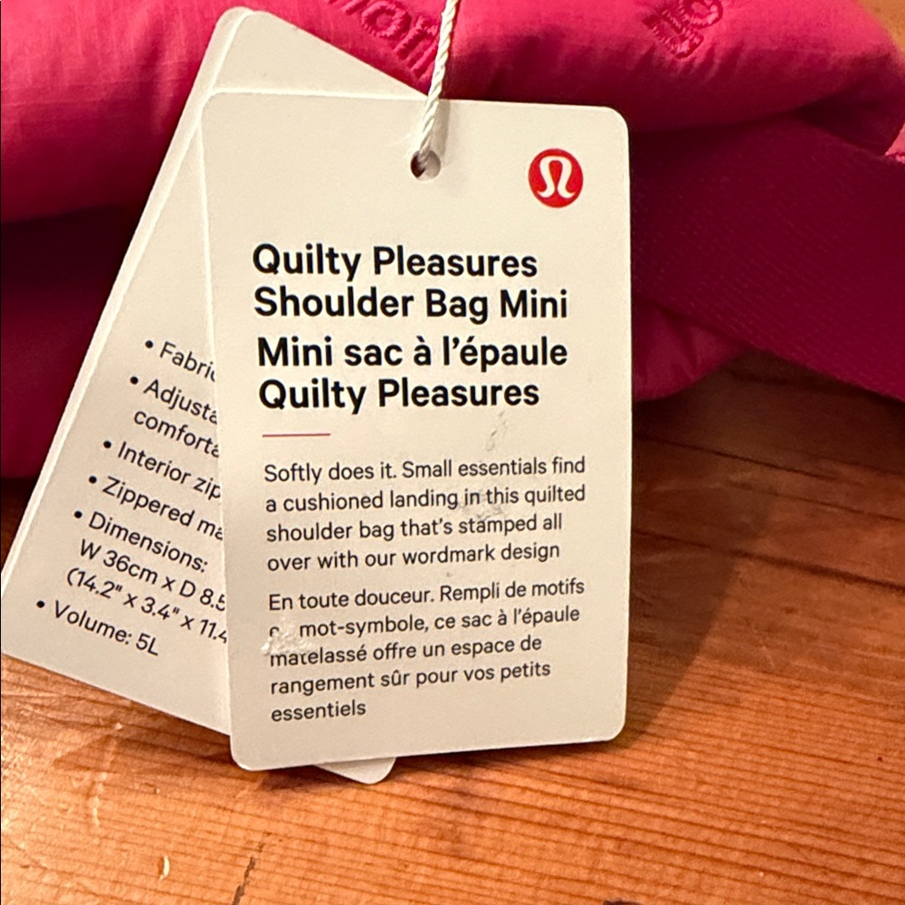 Lululemon Athletica Vibrant Pink Berry Quilted puffer Shoulder Bag NEW - Picture 5 of 7